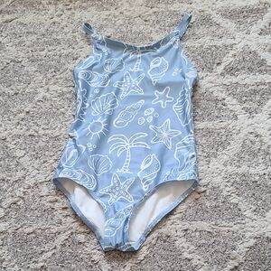 4 for $28 - H&M Girls 5T Blue Bathing Suit with White Palm Trees, Sea Shells etc